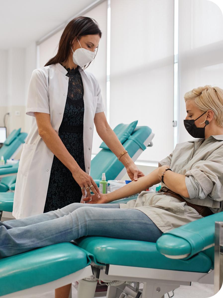 The screens showcase interactive graphs detailing the impact of lifestyle and genetics on the progression of type 2 diabetes over time. Additionally, users have the option to explore related conditions like high blood pressure.